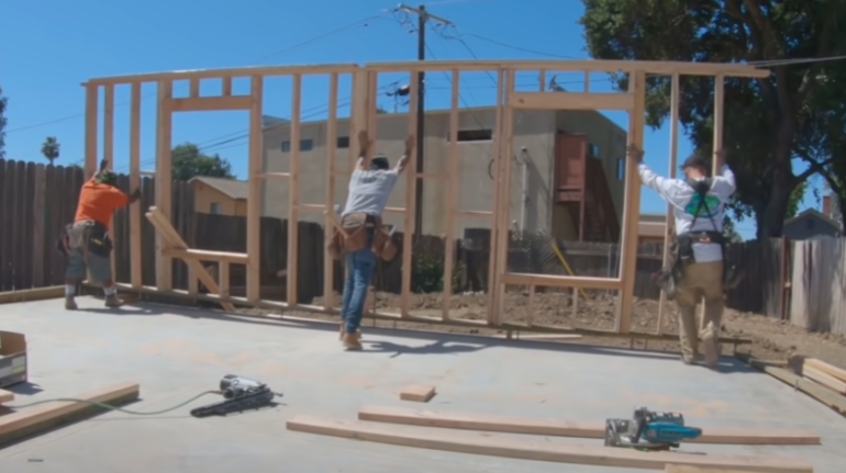 Contractors building house