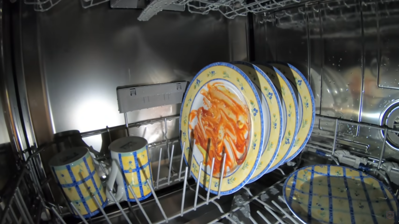 Dirty dishes in dishwasher