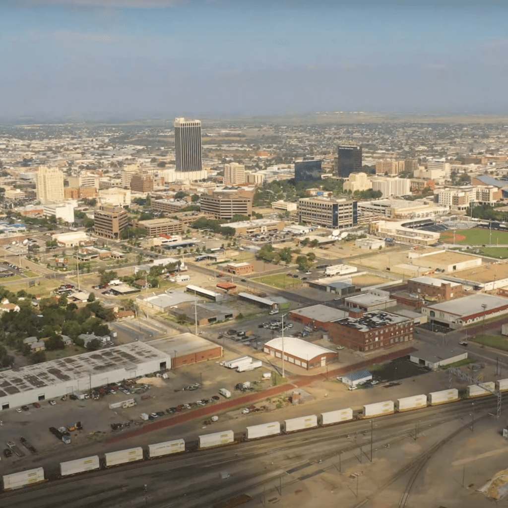 Amarillo Texas city aerial view