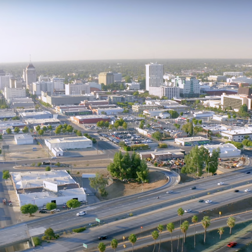 Fresno aerial city view