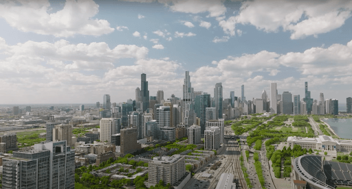 View of the city skyscrapers in Chicago, Illinois