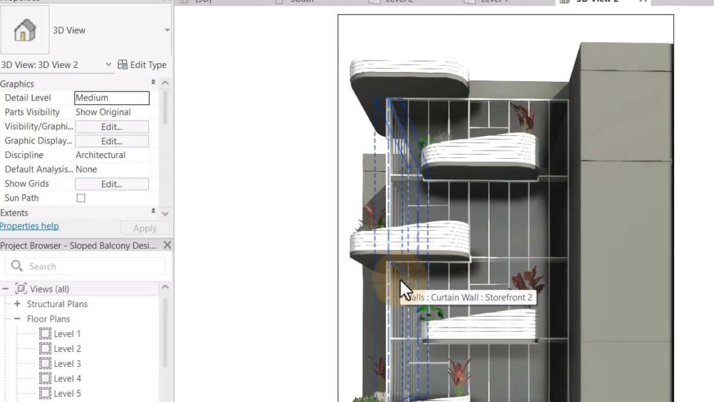 Balcony created using Revit Architecture sofware