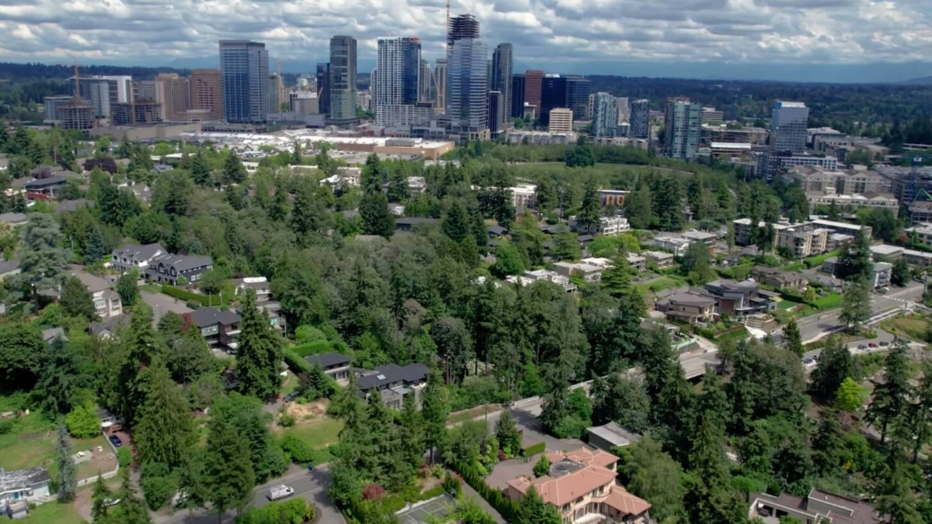 Aerial view of Bellevue Washington