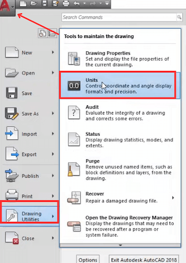 Drawing setup dialog box in Autocad