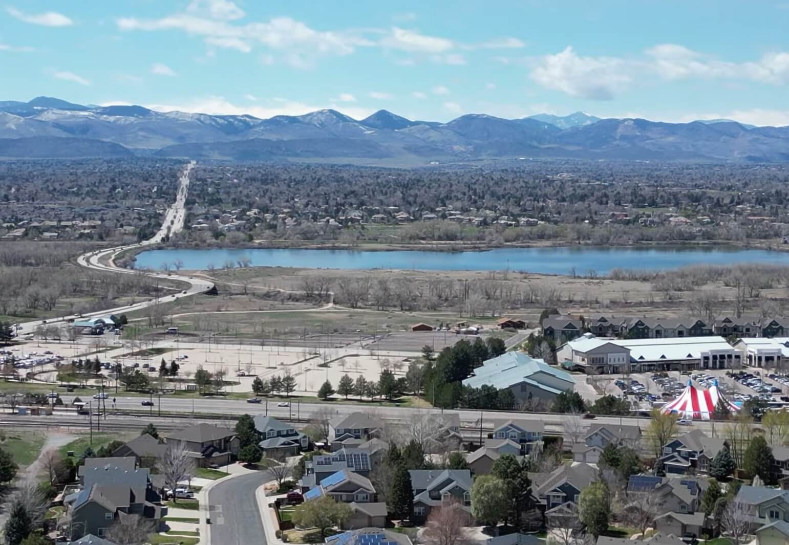 Aerial view from a drone of Littleton Colorado