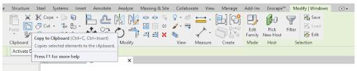 Use of the clipboard in Revit