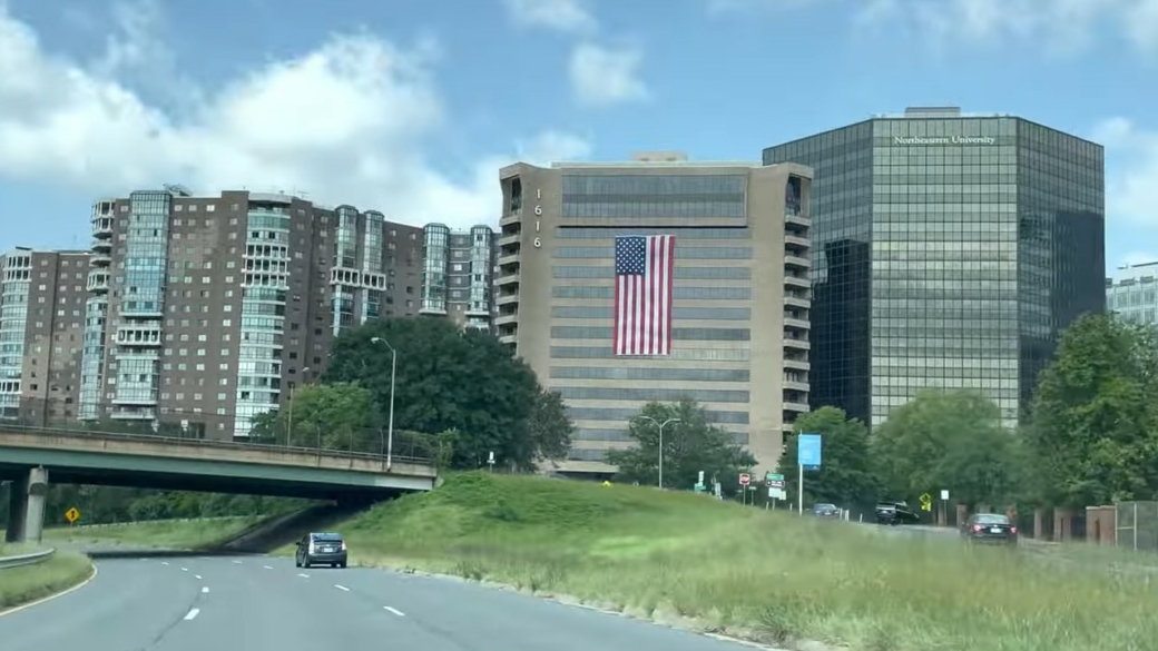 Image from a driving car of Arlington, Virginia