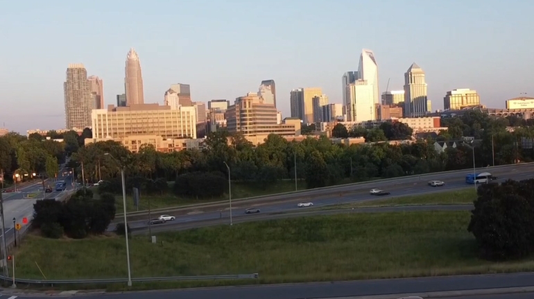 view from a drone of Charlotte NC