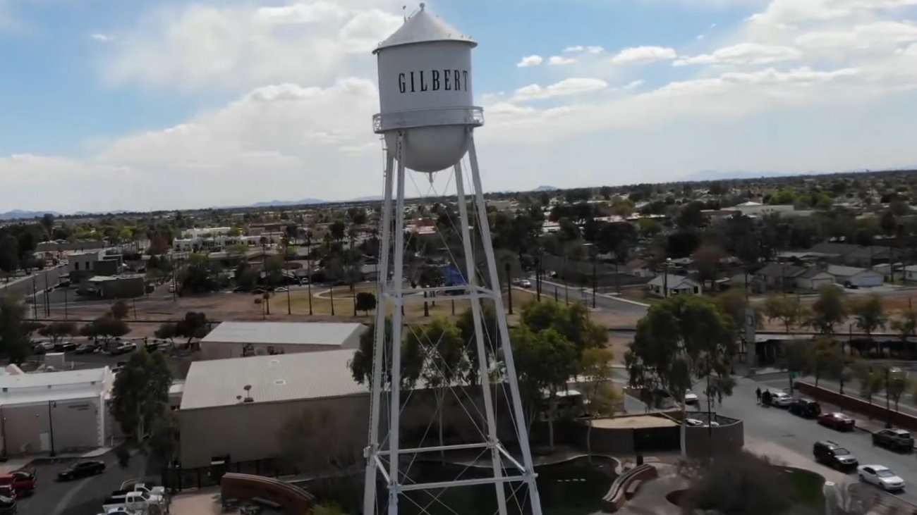 Image from a drone of Gilbert, Arizona.