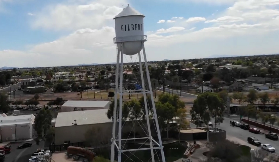 Image from a drone of Gilbert, Arizona.