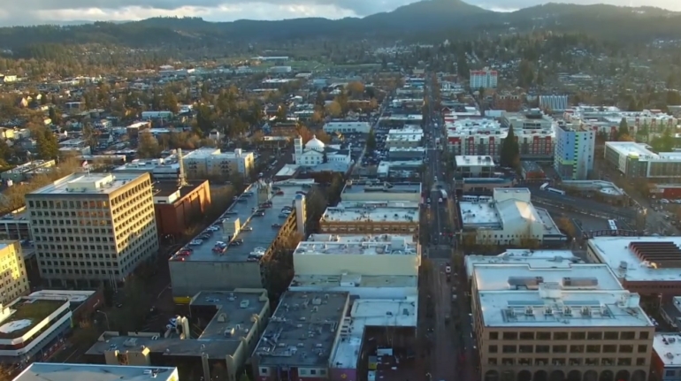 Image from drone footage of Salem Oregon