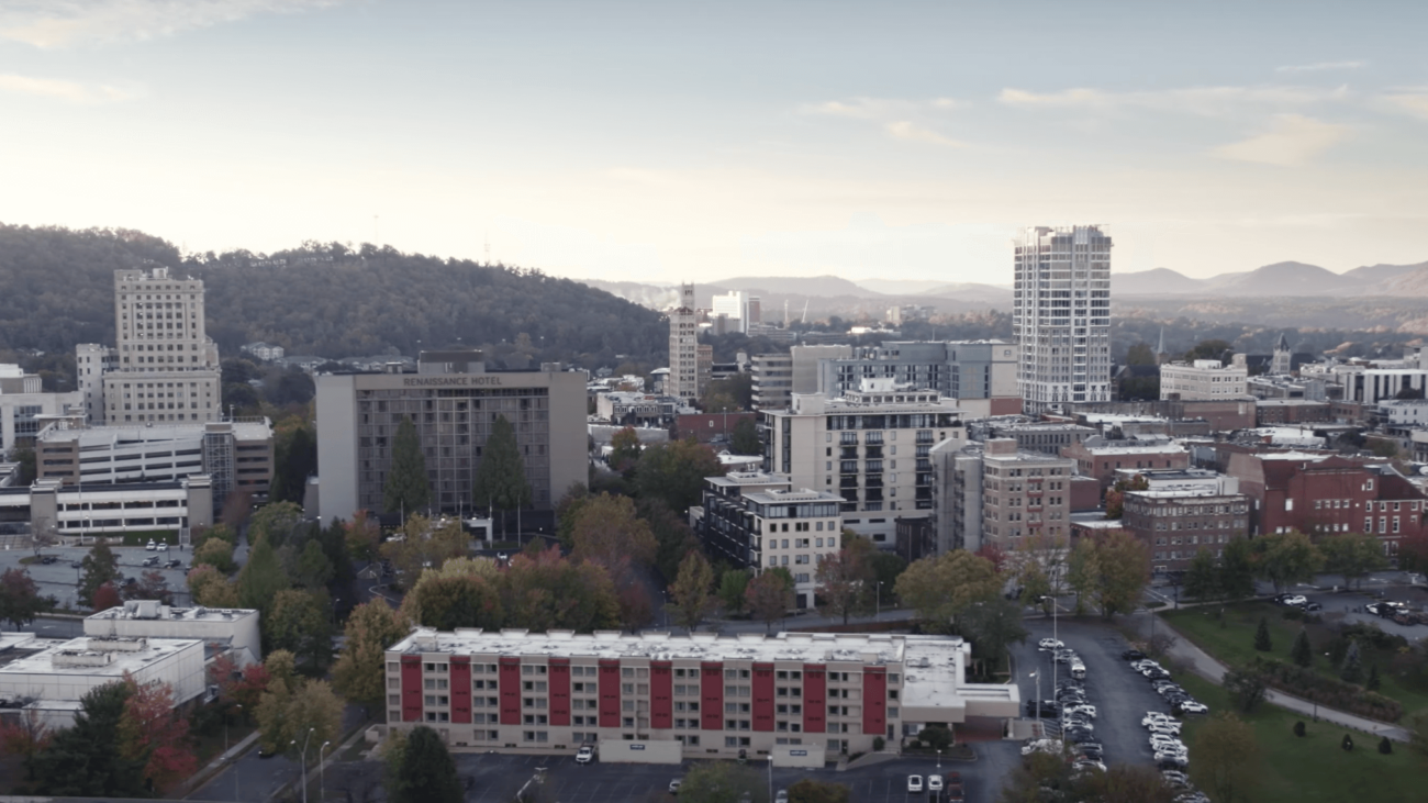 aerial view of Asheville NC