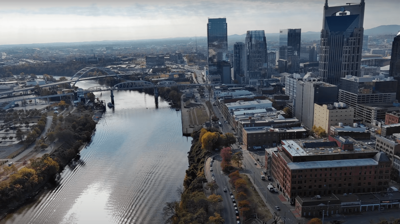 aerial view of Downtown Nashville Tennessee