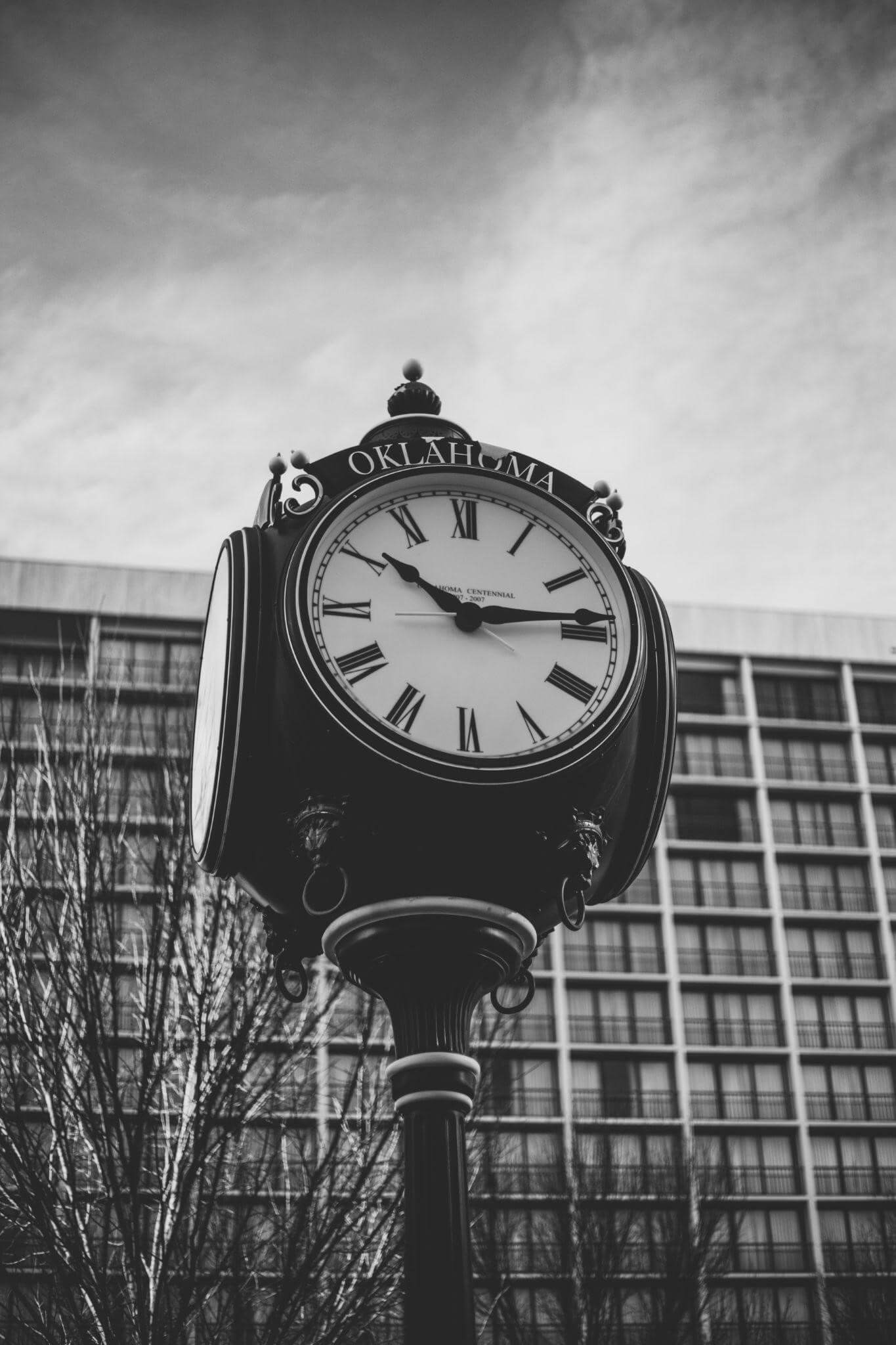 Clock on the street in Oklahoma