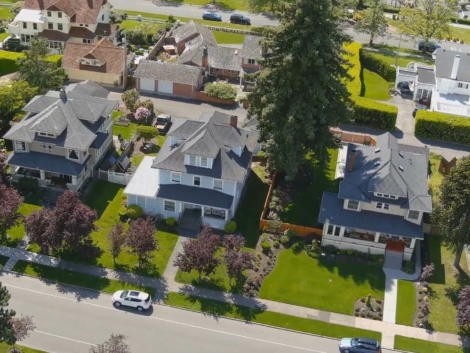 Aerial view of a Neighborhood in the USA.